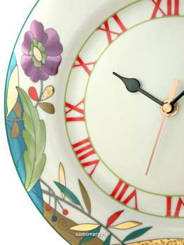 Декоративная тарелка часы форма "Европейская", рисунок "Под солнцем золотым" (ЛФЗ)