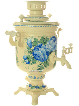 Электрический самовар 3 литра с художественной росписью "Голубые розы на молочном фоне", арт. 103566