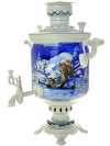 Угольный самовар  с ручной росписью "Снеговик" 5 литров, арт. 210521