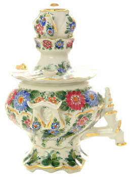 Чайница "Самовар" в цвете Гжель, автор Алехин