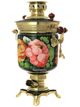 Электрический самовар 3 литра с художественной росписью "Жостовские цветы", арт. 110589