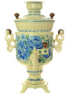 Набор самовар электрический 3 литра с художественной росписью "Голубые розы на молочном", арт. 110566