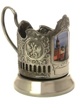 Никелированный подстаканник с термопечатью "Красная площадь. Кремль" Кольчугино