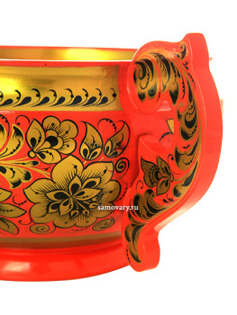 Чашка с ручками хохлома "Кудрина на красном", 143х340х224 мм