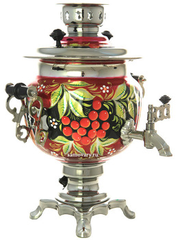 Набор самовар электрический 3 литра с росписью "Птица в рябине", арт. 130587