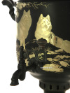 Угольный самовар на дровах 7 литров "цилиндр" черный никель с гравировкой "Волки", арт. 210529