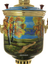 Самовар на дровах 7 литров цилиндр с росписью "Осень" арт. 210537