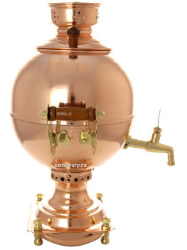 Угольный самовар 5 литров медный шар "Чаепитие" в комплекте с трубой, арт. 220543