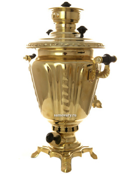 Самовар на дровах 2,5 литра желтый "конус" с гербом, арт. 261231 + труба