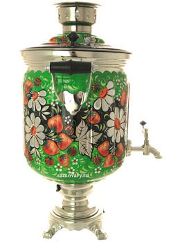 Набор самовар электрический 10 литров с художественной росписью "Ромашки на зеленом фоне" арт.103562