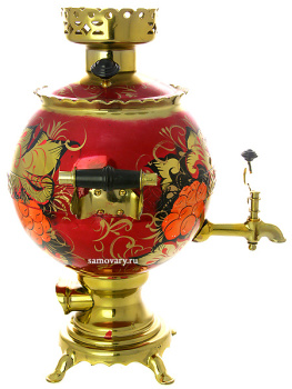 Набор самовар электрический 3 литра с художественной росписью "Рябина", "шар", арт. 121035