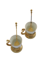 Кофейный набор на 2 персоны "Лебеди" (фарфоровые чашки с литыми ложками) в подарочном футляре, Златоуст