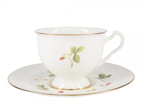 Чашка с блюдцем чайная форма "Айседора", рисунок "Земляника", Императорский фарфоровый завод