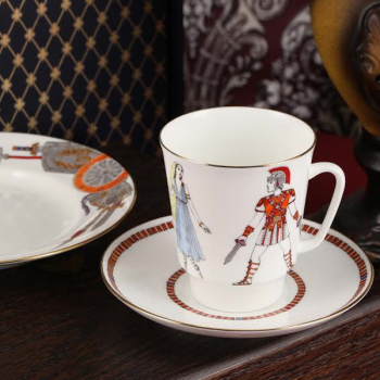 Чашка с блюдцем чайная форма "Весенняя-2", рисунок "Нежный пион" серый, Императорский фарфоровый завод