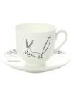 Подарочный набор: кофейная чашка с блюдцем, форма "Ландыш", рисунок "Лис", Императорский фарфоровый завод