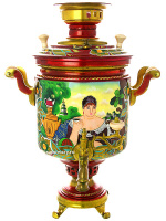 Комбинированный самовар 5 литров с художественной росписью "Купчиха", арт. 310456