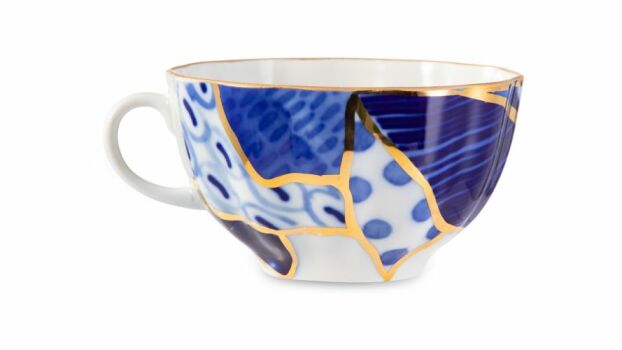 Чашка с блюдцем чайная форма "Тюльпан", рисунок "Байкал 2", Императорский фарфоровый завод