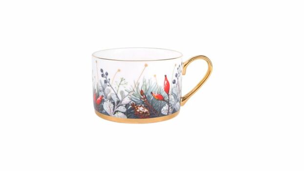 Чашка с блюдцем чайная форма "Идиллия", рисунок "Календа", Императорский фарфоровый завод