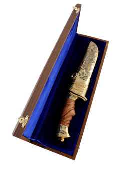 Сувенирный нож "Вавилон" Волки с резной ручкой, Златоуст