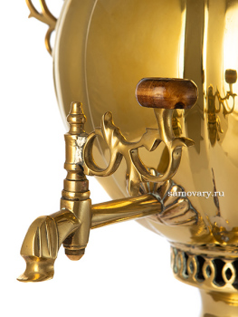 Антикварный самовар на дровах 4 литра латунный форма "шар с гранями" и витыми ручками, арт. 460573