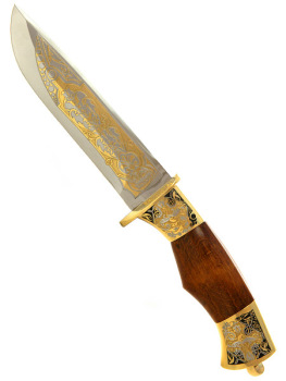 Сувенирный нож "Егерь" в кожаных ножнах, Златоуст