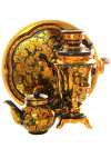 Набор самовар электрический 1,5 литра с художественной росписью "Золотая хохлома рыжая", арт. 131396
