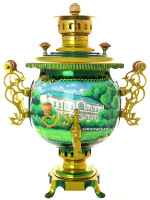 Комбинированный самовар 4,5 литра с художественной росписью "Ясная поляна", арт. 310725