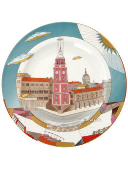 Тарелка декоративная форма "Европейская", рисунок "Невский проспект. Вечернее солнце" (ИФЗ)