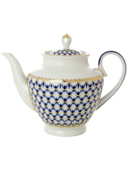 Фарфоровый заварочный чайник форма "Весенняя", рисунок "Кобальтовая сетка", Императорский фарфоровый завод