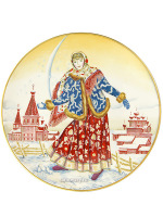 Тарелка декоративная форма "Эллипс", рисунок "Девушка со снежком", Императорский фарфоровый завод Тарелка декоративная форма "Эллипс", рисунок "Девушка со снежком", Императорский фарфоровый завод