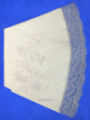 Льняная круглая скатерть серая с серым кружевом и кружевной вышивкой (Вологодское кружево), арт. 5нхп-616а, d-90