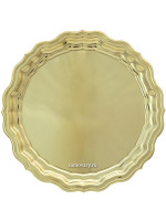 Латунный поднос для самовара круглый желтый гладкий, Кольчугино Латунный поднос для самовара круглый желтый гладкий, Кольчугино