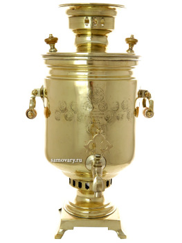Угольный самовар 5 литров желтый "цилиндр", произведен в конце XIX века фабрикой А.В. Салищева въ г. Тулъ, арт. 410805