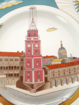 Тарелка декоративная форма "Европейская", рисунок "Невский проспект. Вечернее солнце" (ИФЗ)