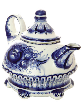 Чайник заварочный керамический Гжель с росписью "Шатер"