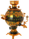 Электрический самовар 3 литра с художественной росписью "Золотая кудрина на черном фоне" "шар",  арт. 130215
