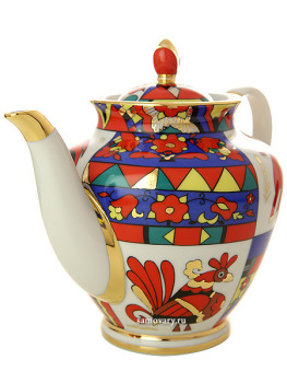 Чайник заварочный, форма "Весенняя", рисунок "Народные узоры", Императорский фарфоровый завод