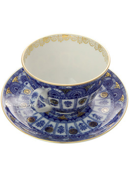 Чашка с блюдцем чайная форма "Весенняя" рисунок "Арочки", Императорский фарфоровый завод