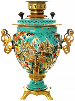 Набор самовар электрический 3 литра с художественной росписью "Лебеди", арт. 155631