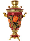 Набор самовар электрический 4 литра с художественной росписью "Грозди рябины на бордовом фоне", арт. 155626