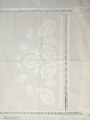 Комплект столового белья серый - лен с вышивкой Вологодским кружевом, арт. 6нхп-836
