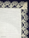 Льняная салфетка белая со светлым кружевом, арт. 6нхп-654, 33х33