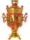 Набор самовар электрический 3 литра с художественной росписью "Золотистая кудрина на красном фоне", арт. 130203