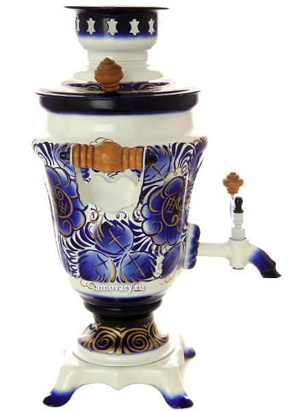 Электрический самовар 1,5 литра с росписью "Гжель", арт. 103546 купить