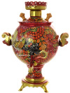 Набор самовар электрический 3 литра с художественной росписью "Хохлома на красном фоне", "шар", арт. 121011