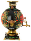 Электрический самовар 5 литров с художественной росписью "Хохлома классическая", "шар", арт. 110488