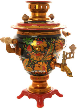 Набор самовар электрический 2,5 литра с художественной росписью "Хохлома рыжая. Ромашки", арт. 141410