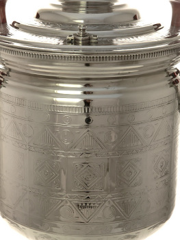 Угольный самовар (на дровах) 7 литров "цилиндр" с никелированным покрытием "Чукотка", произведен в середине XX века на Тульском Заводе "Штамп", арт. 471709