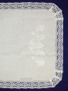 Льняная салфетка овальная светло-серая со светлым кружевом и кружевной отделкой (Вологодское кружево), арт. 0с-824, 95х50