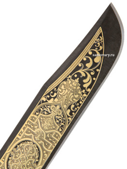Златоустовский сувенирный нож "Тайга" в кожаных ножнах